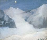 William Stott of Oldham Mountain Peak by Moonlight oil painting artist